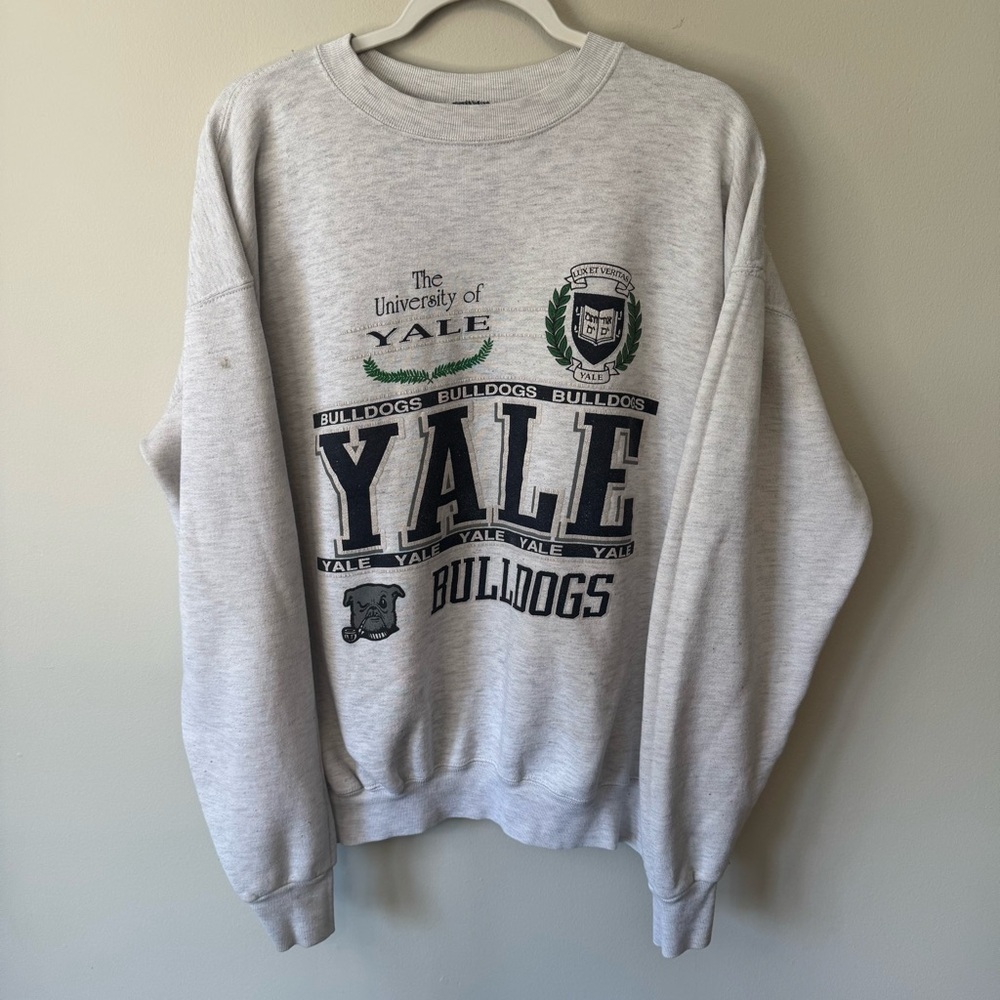Vintage YALE Bulldogs Sweatshirt Long Sleeve Crew Neck Shirt 90s‎ Size XL